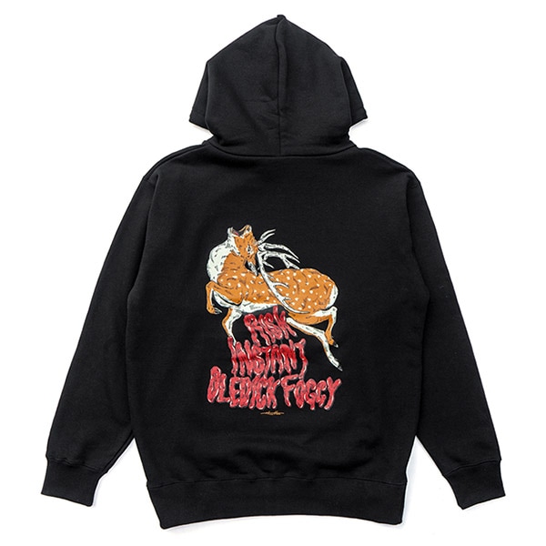 【OLEDICKFOGGY×RISK×INSTANT】MOOSE HOODIE black インスタント パーカー スケートボード スケボー SKATEBOARD