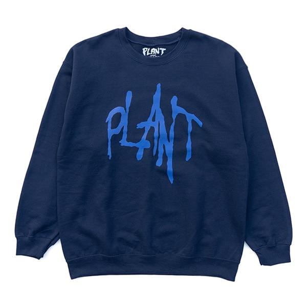【PLANT】PLANT SCRIPT SWEAT SHITS navy　プラント スェットシャツ クルーネック トレーナー スケートボード スケボー SKATEBOARD