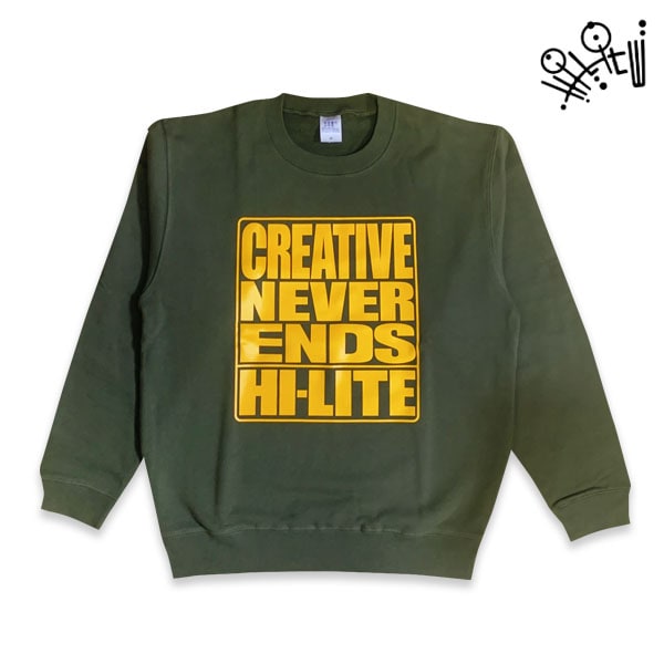 【hi-lite】CREATIVE NEVER ENDS SWEAT light olive ハイライト トレーナー クルーネック スケートボード スケボー SKATEBOARD