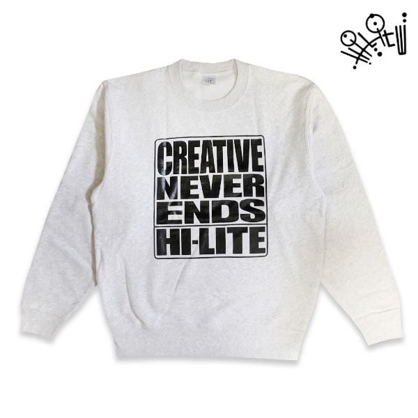 【hi-lite】CREATIVE NEVER ENDS SWEAT ash ハイライト トレーナー クルーネック スケートボード スケボー SKATEBOARD
