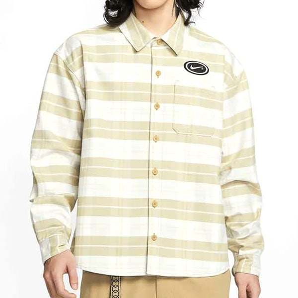 【NIKE SB】KOSTON FLANNEL BUTTON UP カラー：sail/light bone HV0257-133　ナイキ エスビー シャツ 長袖シャツ スケートボード スケボー SKATEBOARD