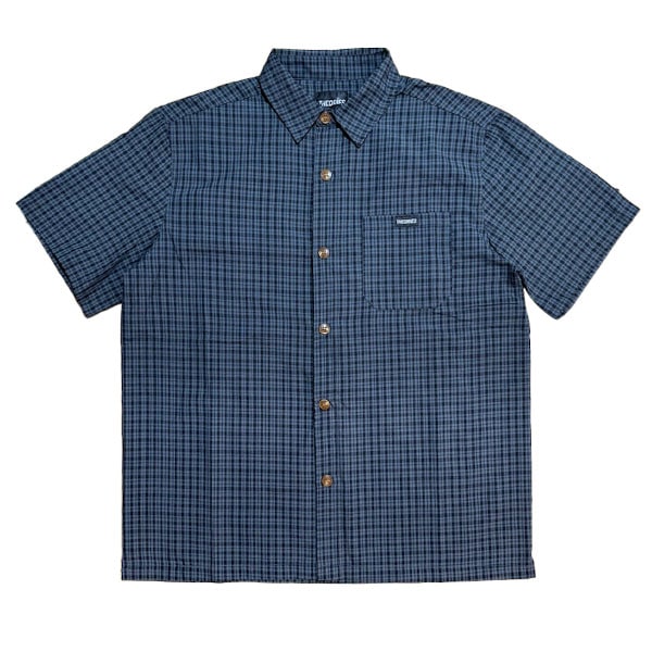 【THEORIES】AVIGNON FLANNEL  BUTTON UP SHIRT navy セオリーズ シャツ 半袖シャツ スケートボード スケボー SKATEBOARD