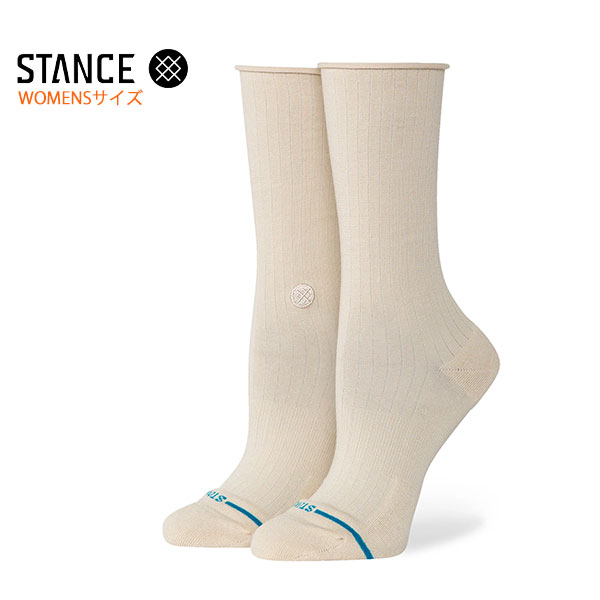 【STANCE】ROLLED SOLID CREW Oatmeal スタンス 靴下 ウィメンズ スケートボード スケボー SKATEBOARD