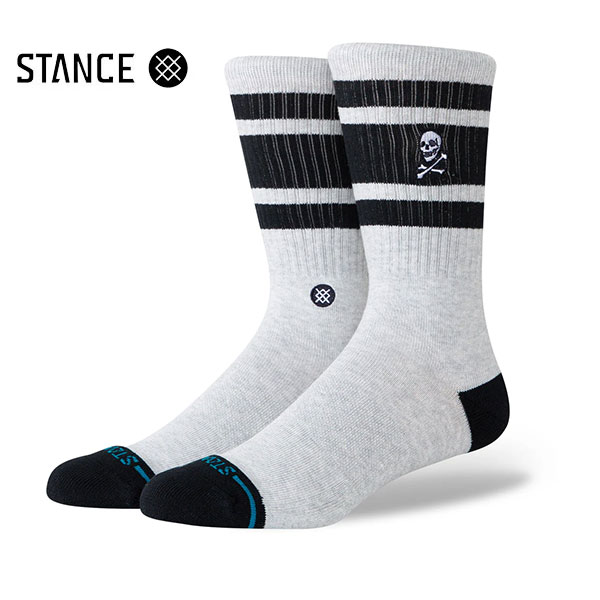 【STANCE】BOYD SKULL CREW Heather grey スタンス 靴下 スケートボード スケボー SKATEBOARD
