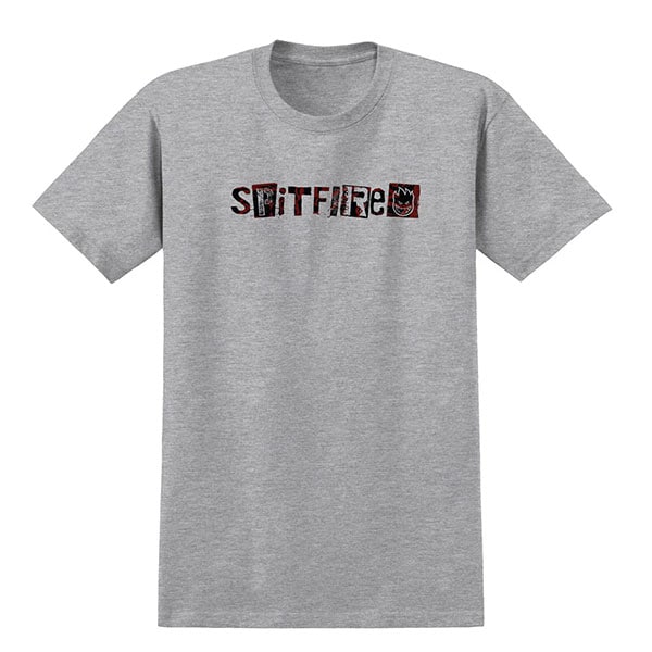 【SPITFIRE】RANSOM FILL S/S TEE heather grey　スピットファイアー Tシャツ 半袖 スケートボード スケボー SKATEBOARD