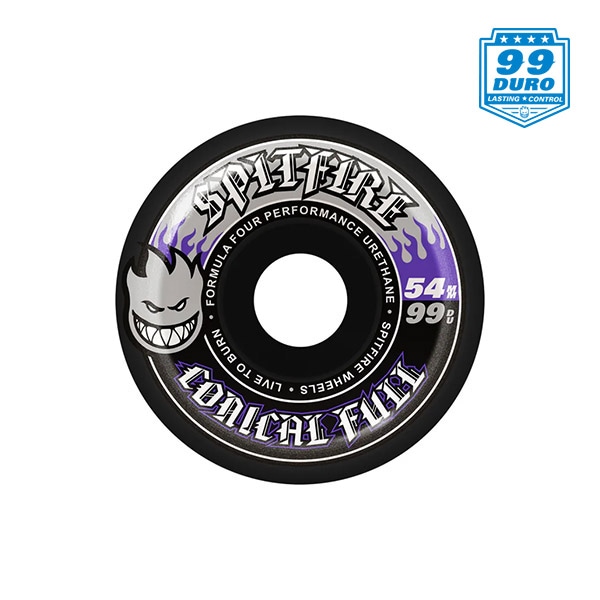 【SPITFIRE】F4 CONICAL FULL 99DU BLACK 54mm スピット ファイアー フォーミュラ フォー ウィール クラシック パーツ WHEEL  スケートボード スケボー SKATEBOARD