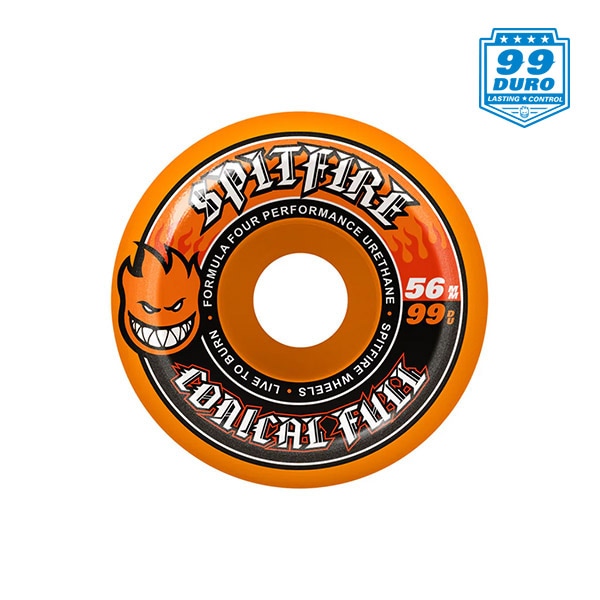 【SPITFIRE】F4 CONICAL FULL 99DU ORANGE 56mm スピット ファイアー フォーミュラ フォー ウィール クラシック パーツ WHEEL  スケートボード スケボー SKATEBOARD