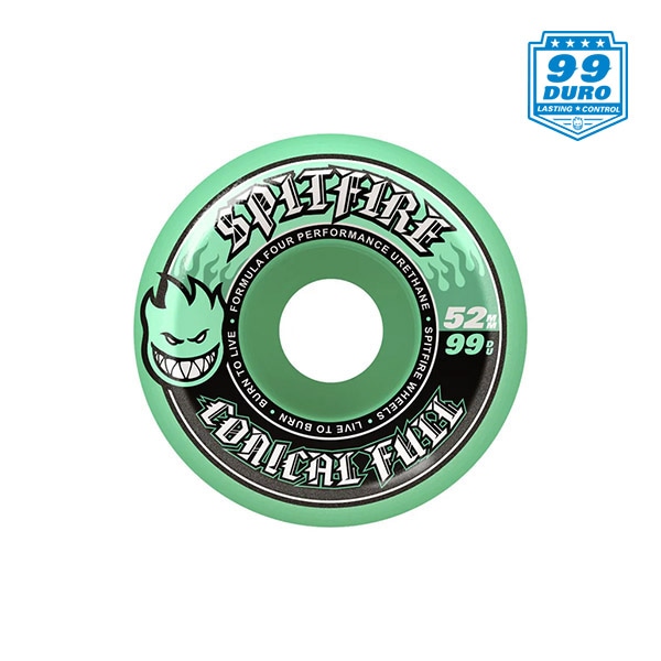 【SPITFIRE】F4 CONICAL FULL 99DU TEAL 52mm スピット ファイアー フォーミュラ フォー ウィール クラシック パーツ WHEEL  スケートボード スケボー SKATEBOARD