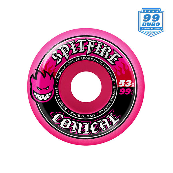 【SPITFIRE】F4 CONICAL PINK 99DU 53mm スピット ファイアー フォーミュラ フォー ウィール クラシック パーツ WHEEL  スケートボード スケボー SKATEBOARD