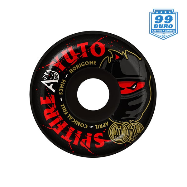 【SPITFIRE】F4 CONICAL FULL YUTO HORIGOME PRO BLACK 99DU 53mm スピット ファイアー フォーミュラ フォー ウィール クラシック パーツ WHEEL  スケートボード スケボー SKATEBOARD
