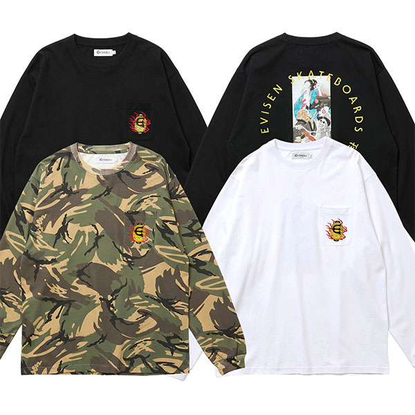 【Evisen】HYAKKI YAENZU LS TEE  WHITE / BLACK / CAMO　エビセン Tシャツ スケートボード スケボー SKATEBOARD