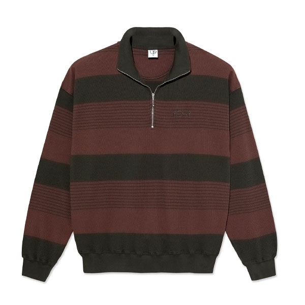 【POLAR】HALF ZIP LS SHIRT pique dirty black/brownstone ポーラー ハーフジップ 長袖 スケートボード スケボー SKATEBOARD