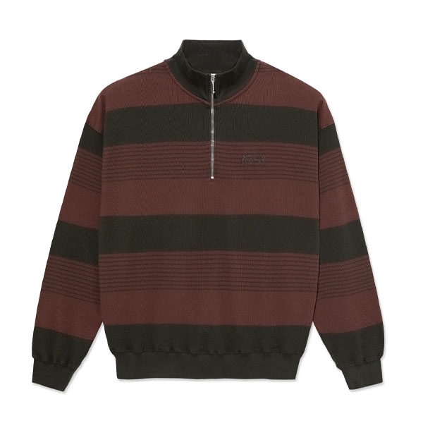 【POLAR】HALF ZIP LS SHIRT pique dirty black/brownstone ポーラー ハーフジップ 長袖 スケートボード スケボー SKATEBOARD