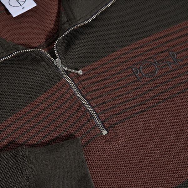 【POLAR】HALF ZIP LS SHIRT pique dirty black/brownstone ポーラー ハーフジップ 長袖 スケートボード スケボー SKATEBOARD