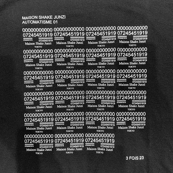 【Maison Shake Junzi】AUTOMATISMECORRECTION T-SHIRTS black メゾンシェイクジュンジ ティーシャツ 半袖 スケートボード スケボー SKATEBOARD