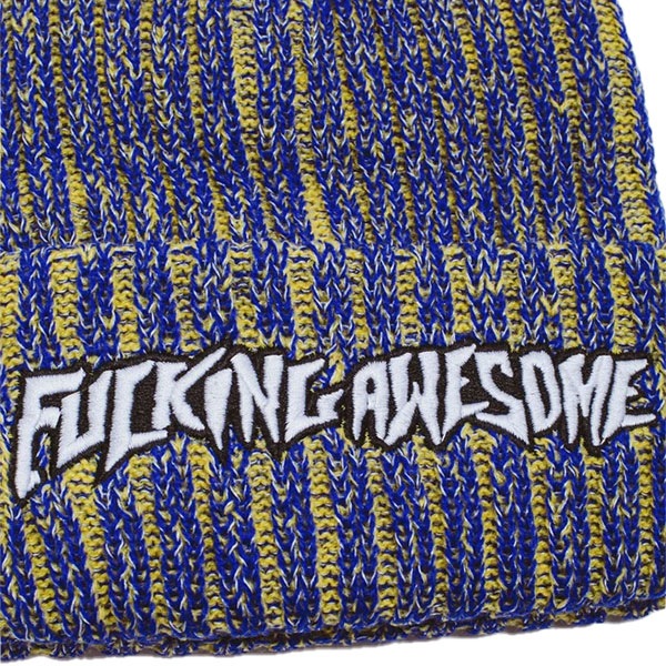 FUCKING AWESOME】REFLECTIVE STRIPE BEANIE yellow/blue ファッキン
