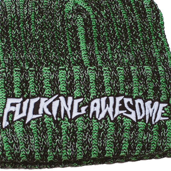 FUCKING AWESOME】REFLECTIVE STRIPE BEANIE green/black ファッキン