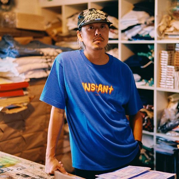 【instant×HIROTTON】LOGO TEE fade blue インスタントTシャツ スケートボード スケボー SKATEBOARD