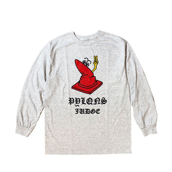 【NICWORKS】PYLONS JUDGE L/S TEE ash grey ニックワークス 長袖 ロンティー スケートボード スケボー SKATEBOARD