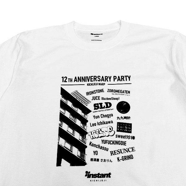 【instant】Kichijoji 12th Anniversary TEE white インスタント Tシャツ スケートボード スケボー SKATEBOARD