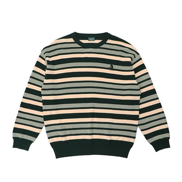 PASS~PORT】STRIPED ORGANIC KNIT SWEATER カラー：dark jade