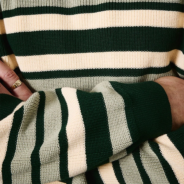 【PASS~PORT】STRIPED ORGANIC KNIT SWEATER カラー:dark jade パスポート セーター スケートボード スケボー SKATEBOARD