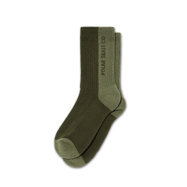 【POLAR】RIB SOCKS 50/50 uniform green ポーラー 靴下 スケートボード スケボー SKATEBOARD