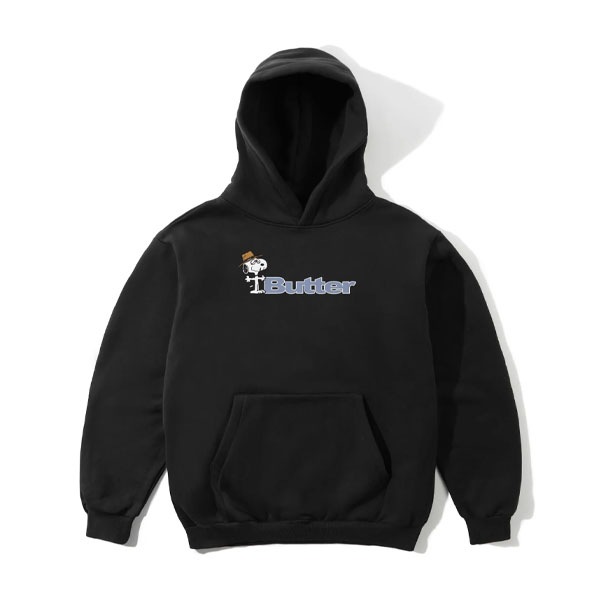 【BUTTERGOODS×PEANUTS】SPIKE LOGO PULLOVER HOOD black バターグッズ パーカー フーディー スケートボード スケボー SKATEBOARD