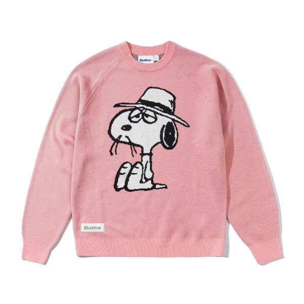 【BUTTERGOODS×PEANUTS】SPIKE KNIT SWEATER light pink バターグッズ ニット セーター スケートボード スケボー SKATEBOARD