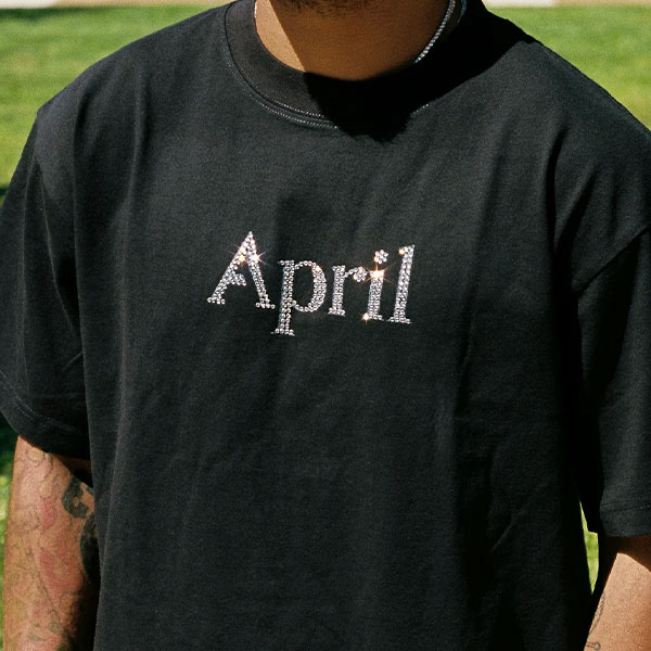 【APRIL】RHINESTONE TEE Black エイプリル Tシャツ スケートボード スケボー SKATEBOARD DECK