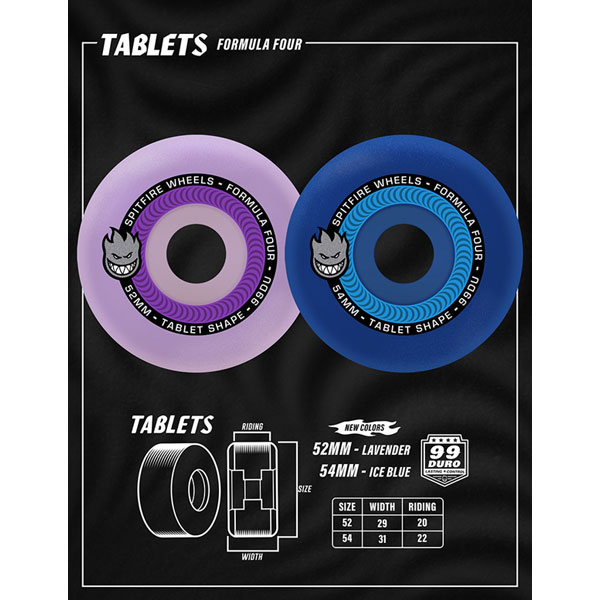 SPITFIRE】F4 TABLETS PURPLE 99DU 52mm スピット ファイアー