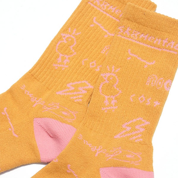 【instant】DISKAH SOCKS orange インスタント ソックス スケートボード スケボー SKATEBOARD