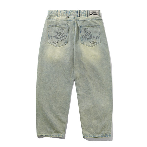 BUTTER GOODS】SCORPION STITCH DENIM JEANS TINTED light blue バター
