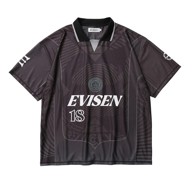 希少 evisen skateboards ×  サッカーシャツ Evisen】EVI-FC SHIRT black エビセン ゲームシャツ トップス スケート