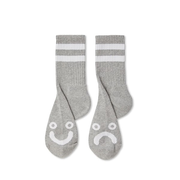 【POLAR】HAPPY SAD SOCKS heather grey ポーラー ソックス 靴下 スケートボード スケボー SKATEBOARD