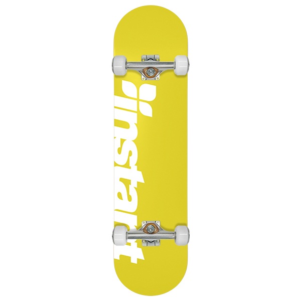 【instant】25SU LOGO KID'S COMPLETE yellow/white 7.3インチ コンプリートセット 完成品 スケートボード スケボー SKATEBOARD