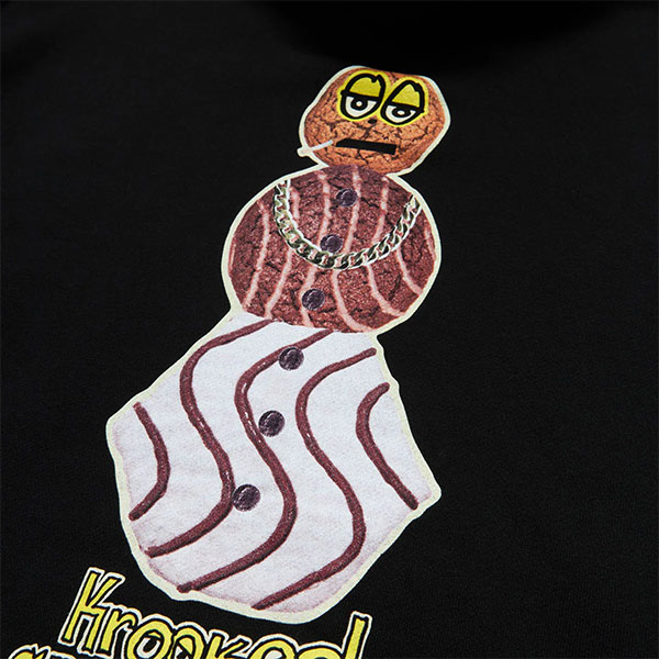 【KROOKED】SNACKMAN HOODIE black クルキッド クウォータースナックス フーディー パーカー スケートボード スケボー SKATEBOARD
