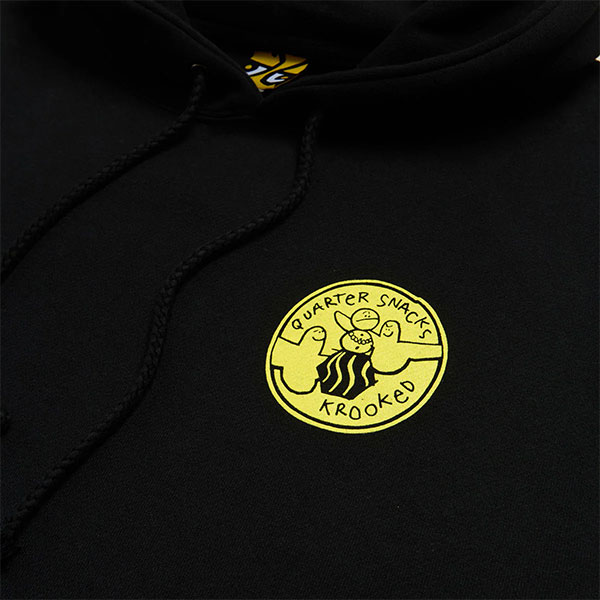 【KROOKED】SNACKMAN HOODIE black クルキッド クウォータースナックス フーディー パーカー スケートボード スケボー SKATEBOARD