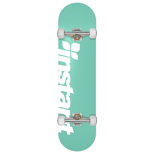 【instant】25SU LOGO KID'S COMPLETE aqua/white 7.625インチ コンプリートセット 完成品 スケートボード スケボー SKATEBOARD