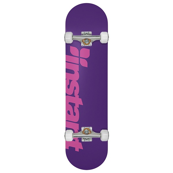 【instant】25SU LOGO KID'S COMPLETE purple/pink 7.625インチ コンプリートセット 完成品 スケートボード スケボー SKATEBOARD