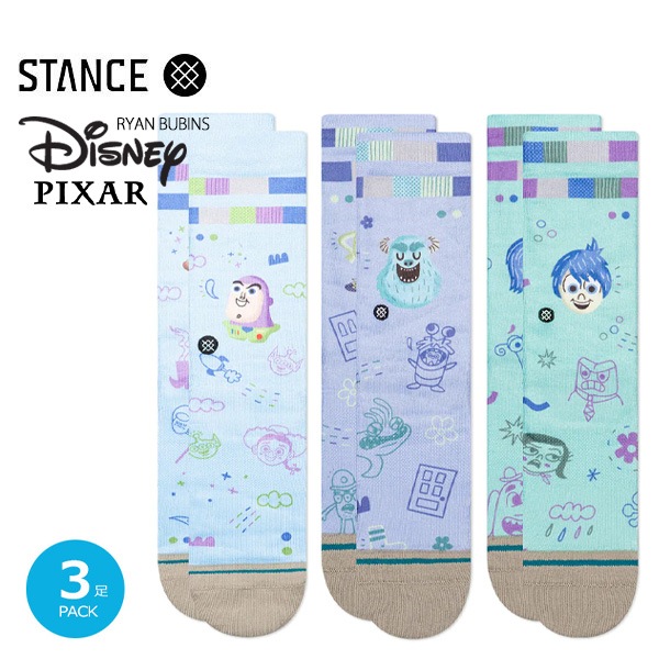 【STANCE】PIXAR by Ryan Bubnis -3 PACK-　スタンス ソックス 靴下 スケートボード スケボー SKATEBOARD