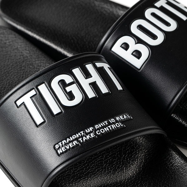 【TIGHTBOOTH】BIG LABEL SLIDE SANDAL black　タイトブース サンダル スケートボード スケボー SKATEBOARD