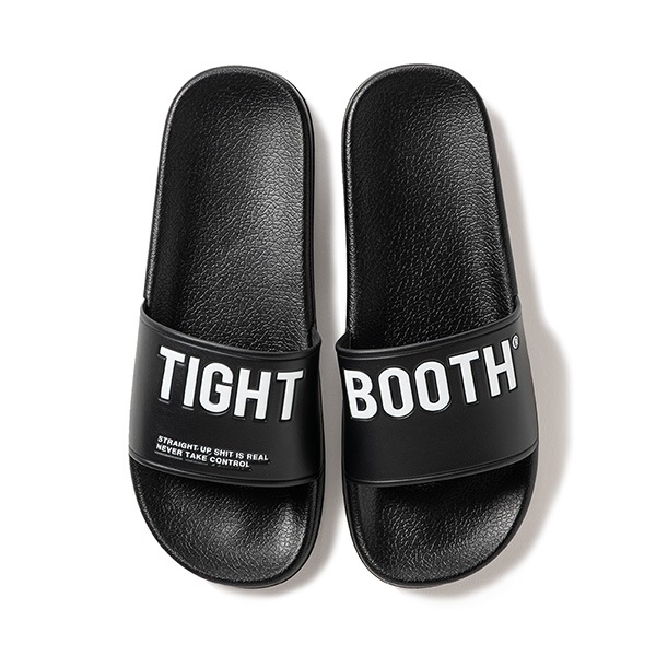 【TIGHTBOOTH】BIG LABEL SLIDE SANDAL black　タイトブース サンダル スケートボード スケボー SKATEBOARD