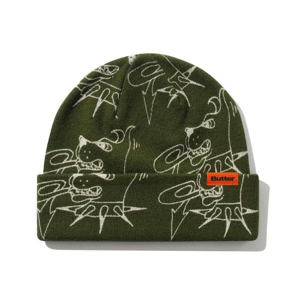 【BUTTER GOODS】CANINE BEANIE fatigue バターグッズビーニー ニット帽 スケートボード スケボー SKATEBOARD