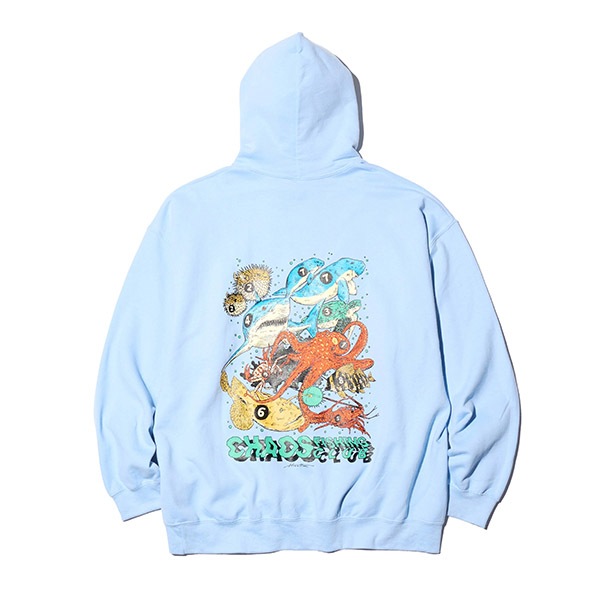 【Chaos Fishing Club】ROAD OF THE SEA HOODIE light blue　カオスフィッシングクラブ パーカー スケートボード スケボー SKATEBOARD