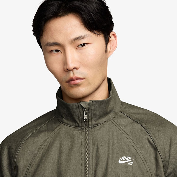 NIKE SB】DENIM FULL-ZIP TRACK JACKET カラー：medium olive/white
