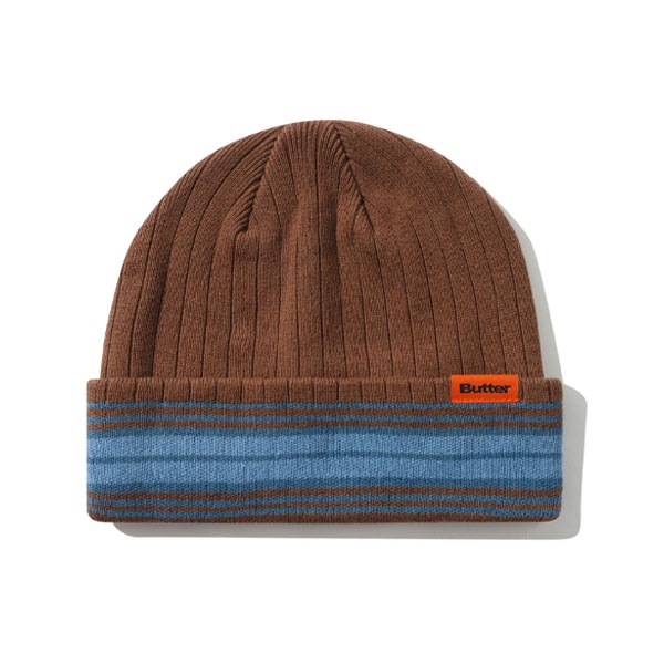 【BUTTER GOODS】CREST BEANIE brown バターグッズビーニー ニット帽 スケートボード スケボー SKATEBOARD