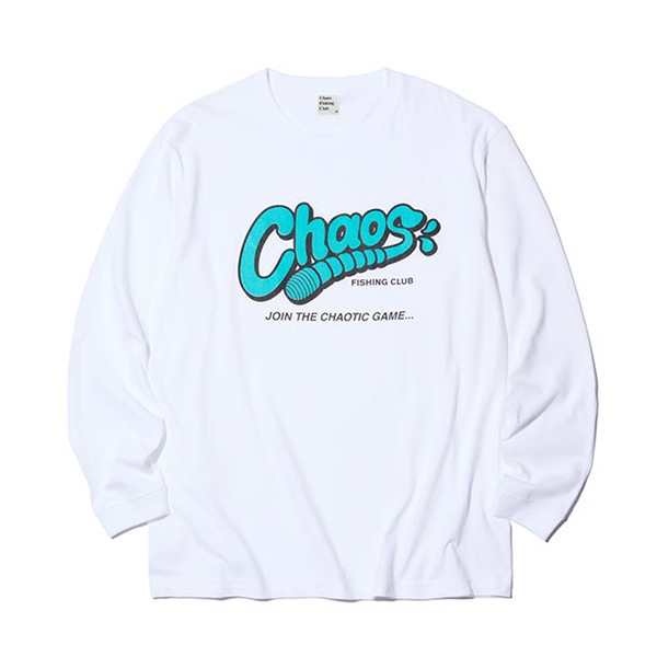 【Chaos Fishing Club】ワームロゴ T-SHIRT L/S white カオスフィッシングクラブ Tシャツ スケートボード スケボー SKATEBOARD