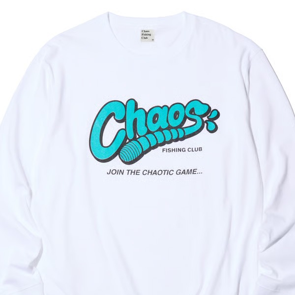 【Chaos Fishing Club】ワームロゴ T-SHIRT L/S white カオスフィッシングクラブ Tシャツ スケートボード スケボー SKATEBOARD