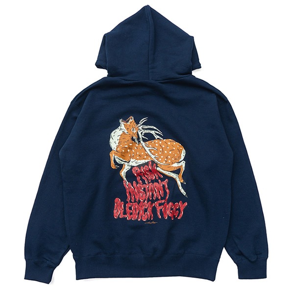 【OLEDICKFOGGY×RISK×INSTANT】MOOSE HOODIE navy インスタント パーカー スケートボード スケボー SKATEBOARD